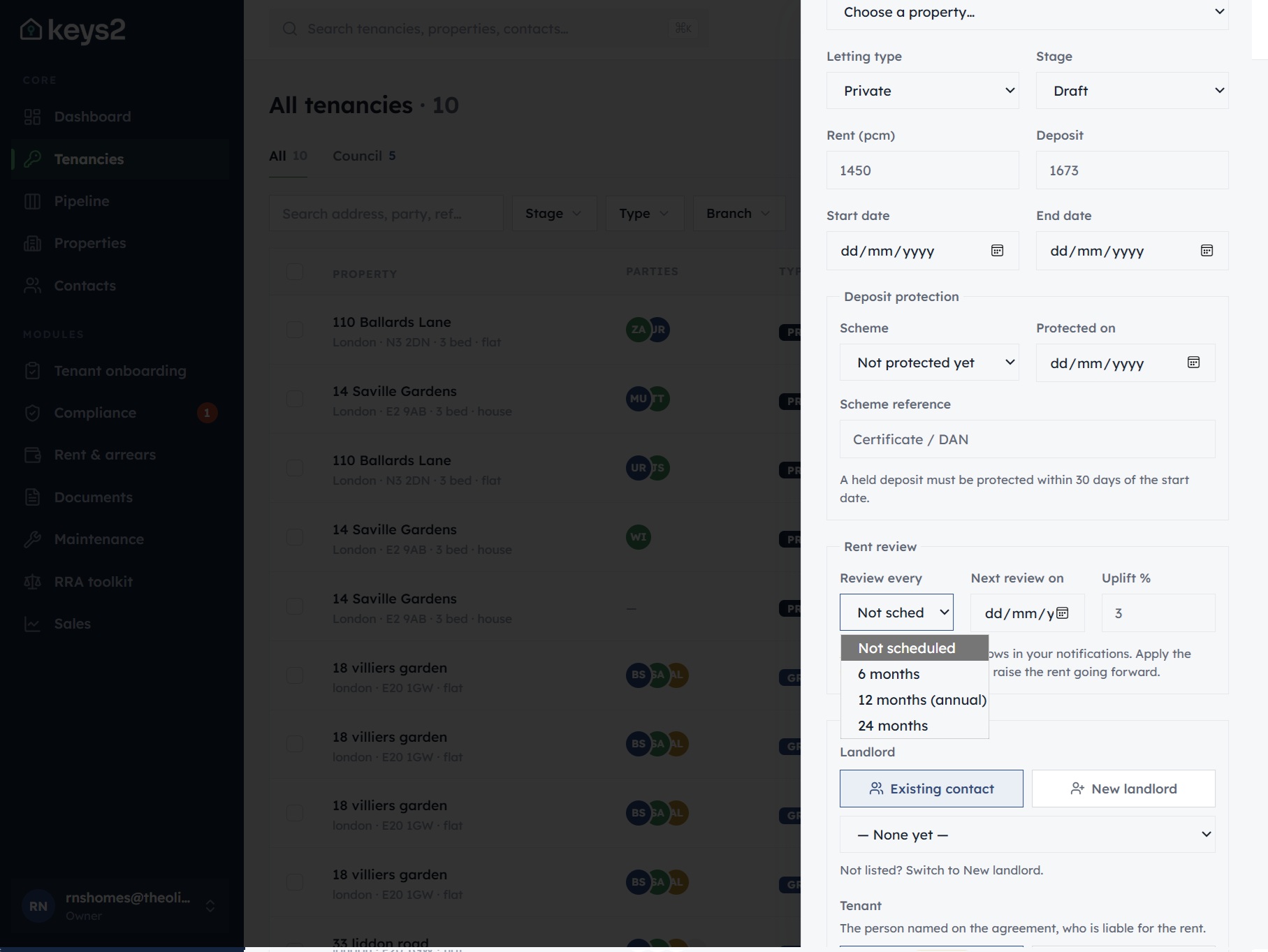 Rent review · uplift